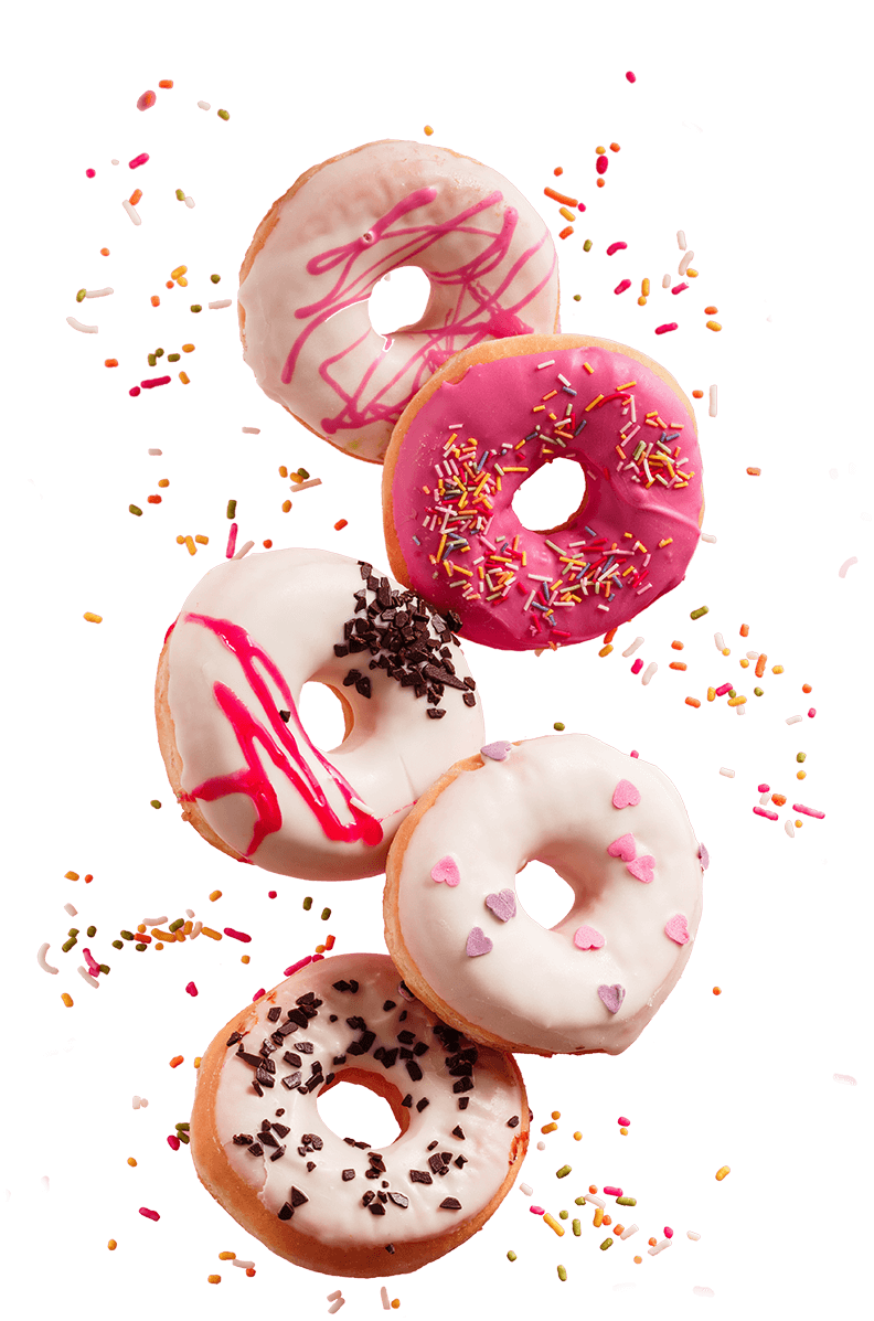 Iced donuts with sprinkles